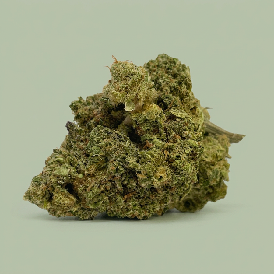 Fleur California Kush sur fond vert sauge