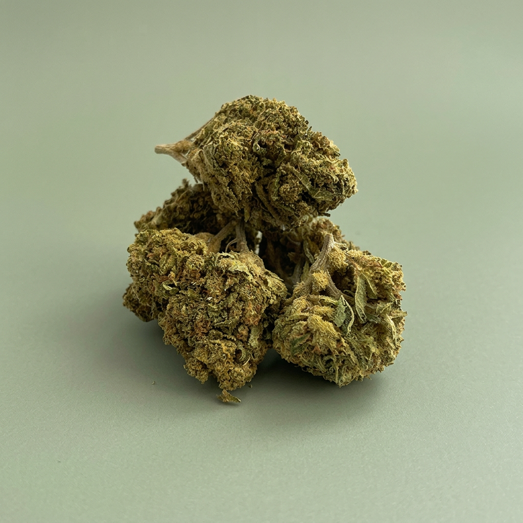 Fleurs OG Kush sur fond vert sauge