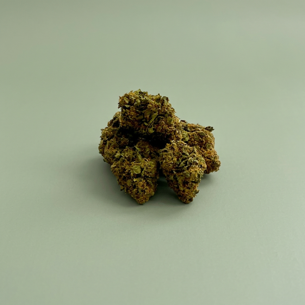 Fleurs Super Silver Haze sur fond vert sauge