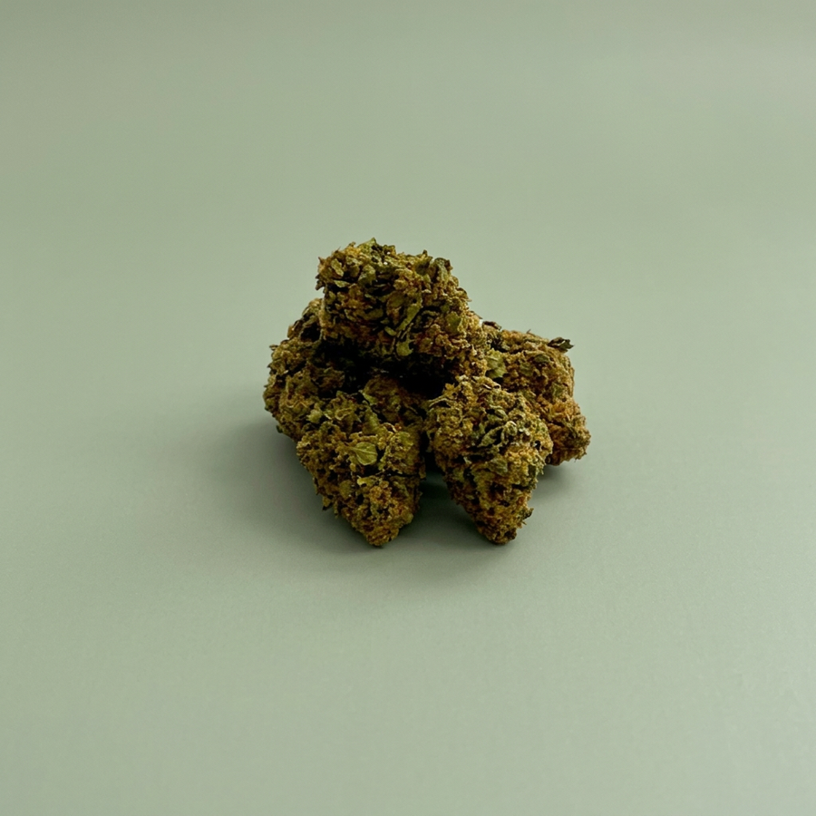 Fleurs Super Silver Haze sur fond vert sauge